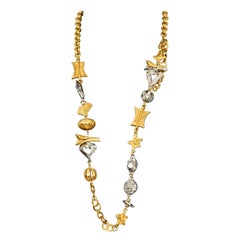 Vintage CHRISTIAN LACROIX Ethnic Charm Two Tone Long Necklace