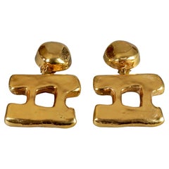 Vintage CHRISTIAN LACROIX Geometric Gilt Resin Dangling Earrings