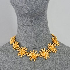 Vintage CHRISTIAN LACROIX Gilt Anemone Sputnik Link Necklace