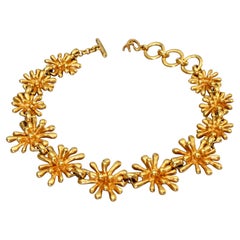 Vintage CHRISTIAN LACROIX Gilt Anemone Sputnik Link Necklace