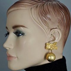Vintage CHRISTIAN LACROIX Gilt Butterfly Ball Drop Earrings