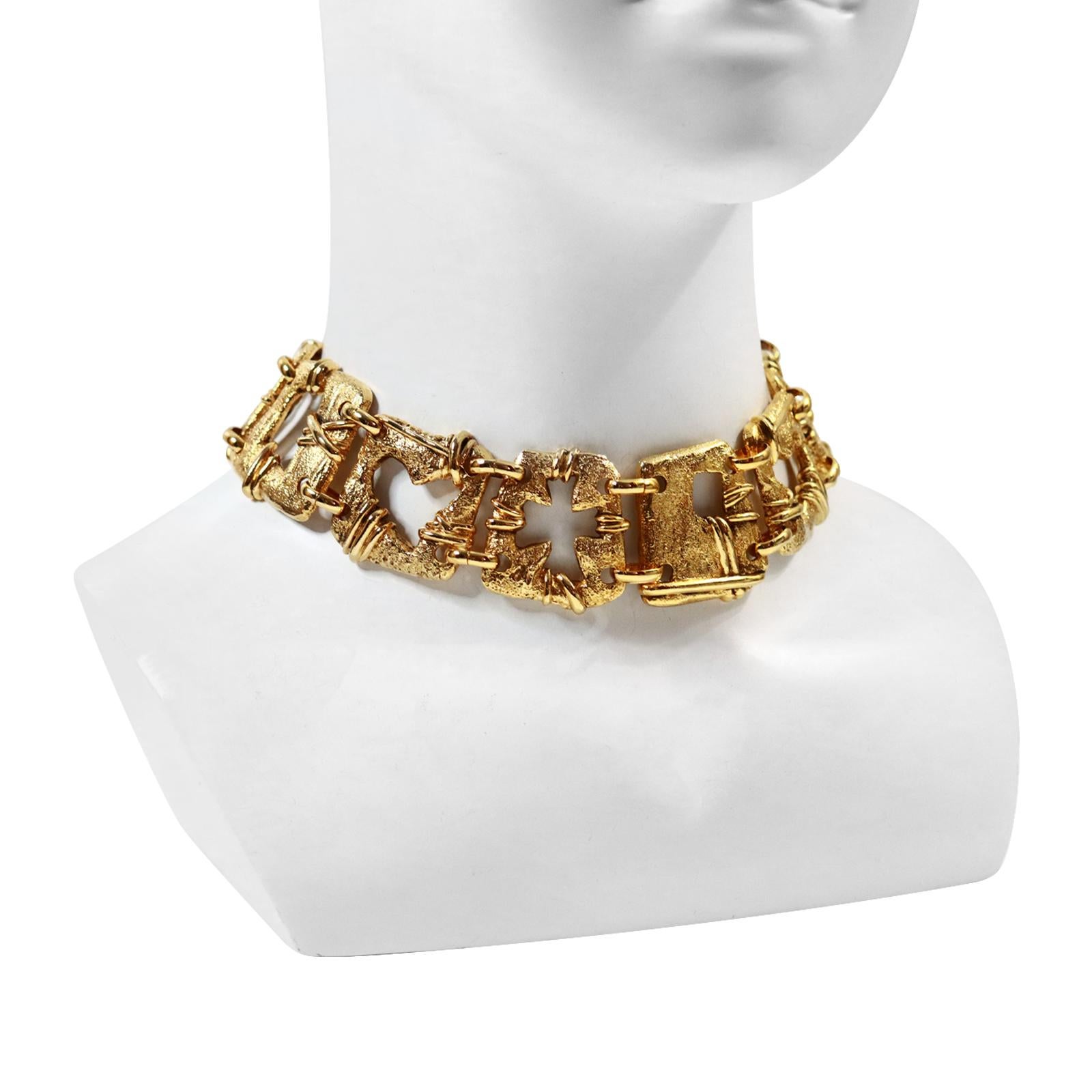 Vintage Christian Lacroix Gold Choker with Various Square Designs Circa 1990s In Excellent Condition In New York, NY