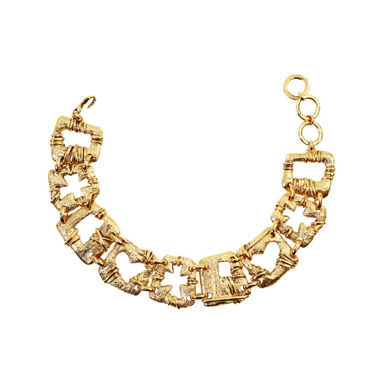 Vintage Christian Lacroix Gold Choker with Various Square Designs Circa 1990s For Sale 1