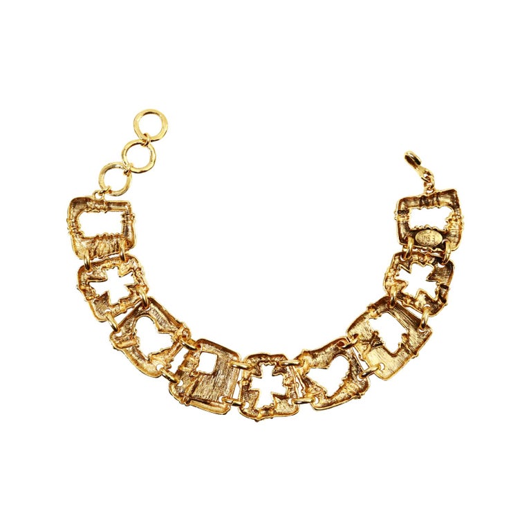 Vintage Christian Lacroix Gold Choker with Various Square Designs Circa 1990s For Sale 2