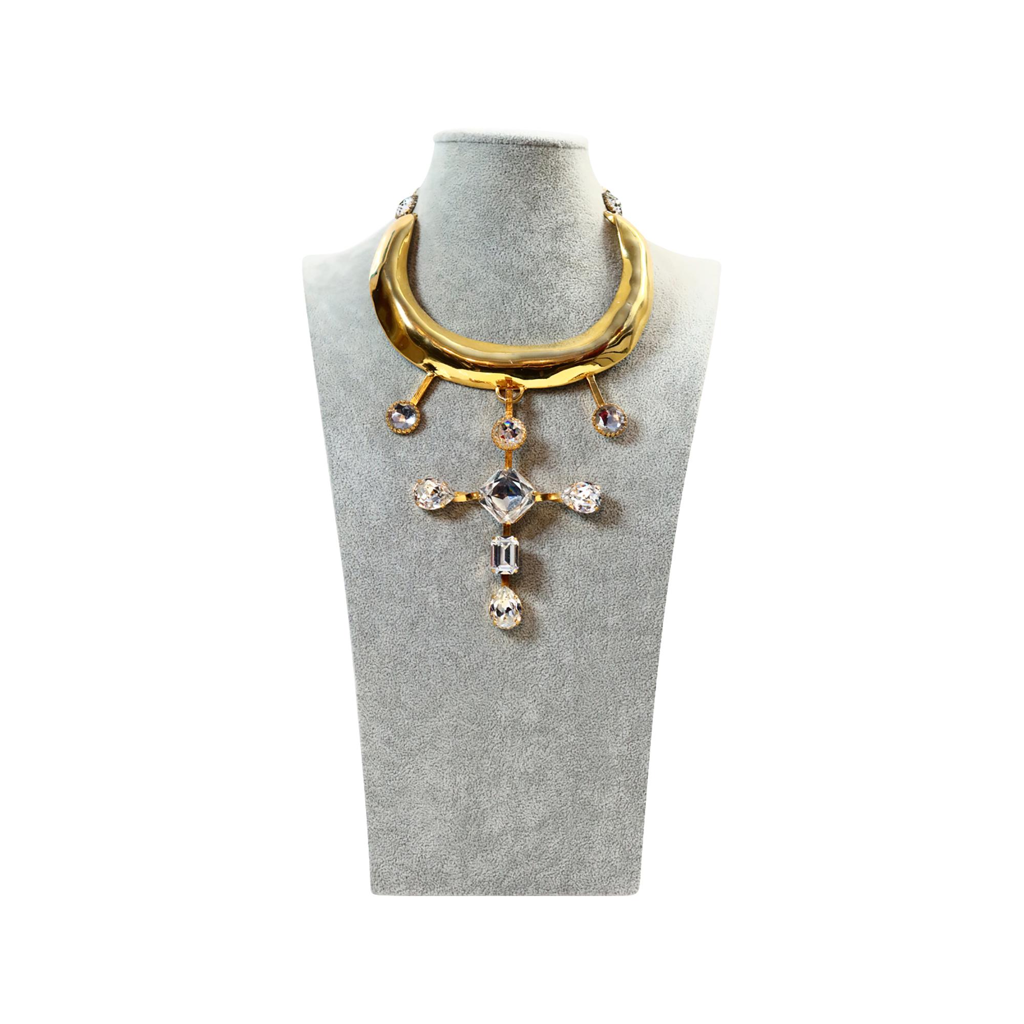 Christian Lacroix d'epoca, girocollo lungo con diamanti d'oro, circa anni '90 In condizioni buone in vendita a New York, NY
