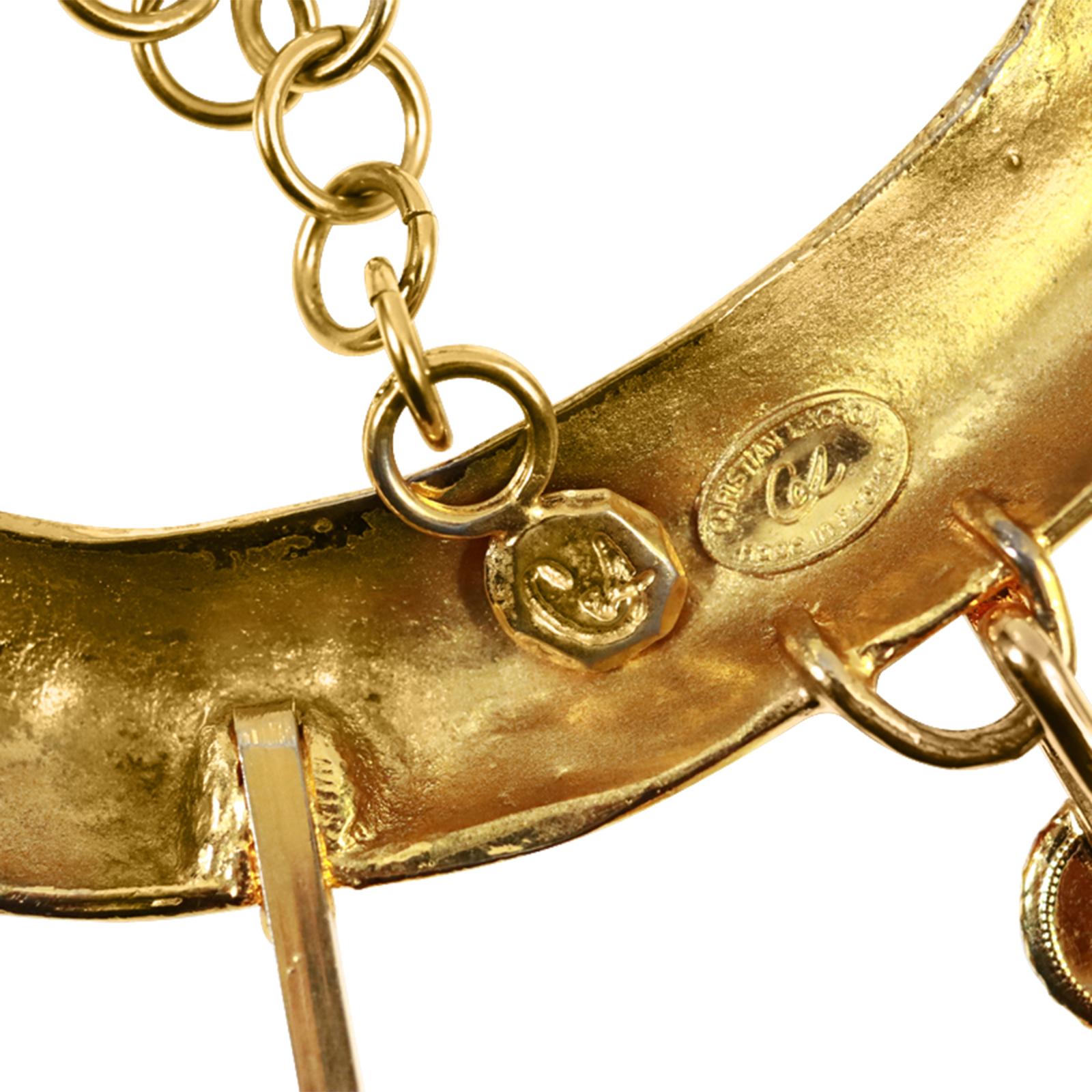 Women's or Men's Vintage Christian Lacroix Gold Diamante Long Choker, Circa 1990s For Sale