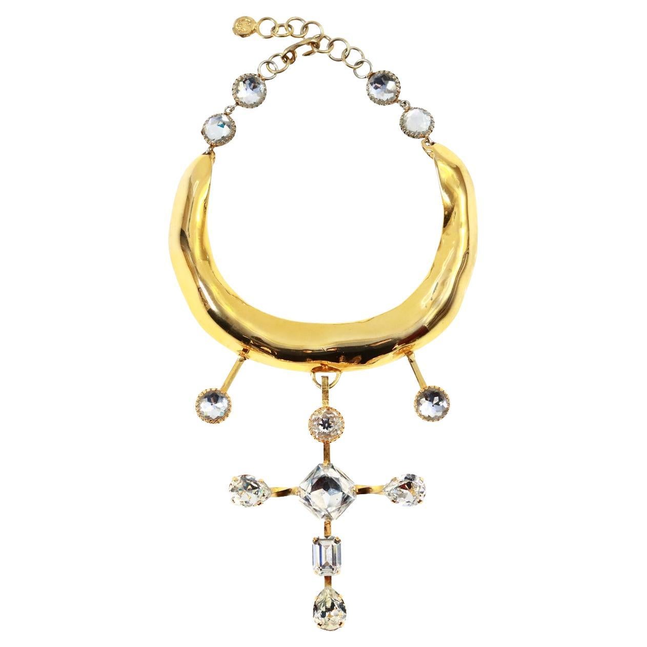 Vintage Christian Lacroix Gold Diamante Long Choker, Circa 1990s