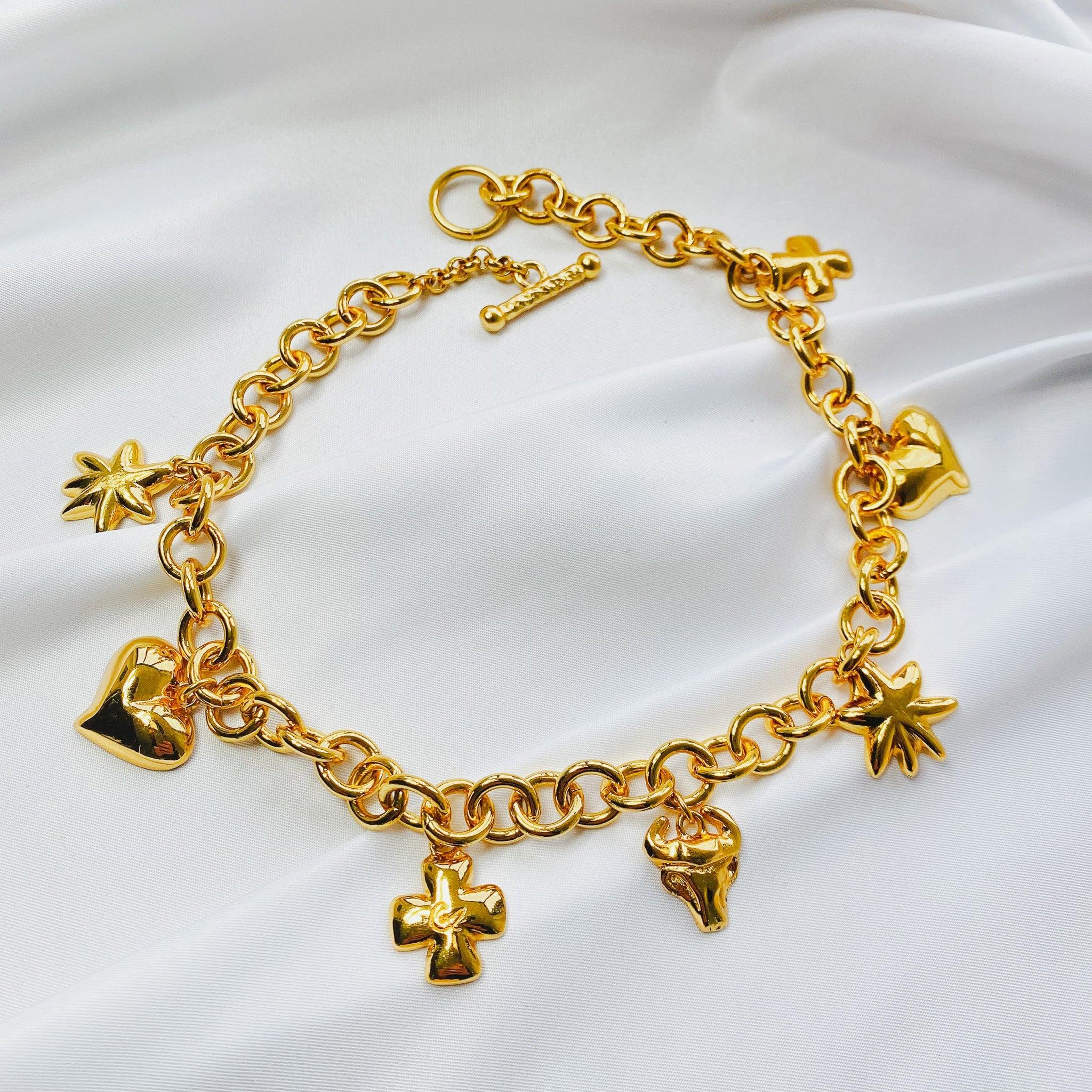 Women's Vintage Christian Lacroix Gold Plated Charm Necklace, 1980s