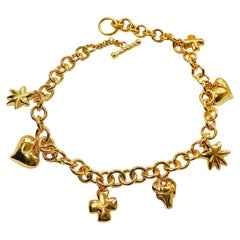 Vintage Christian Lacroix Gold Plated Charm Necklace, 1980s