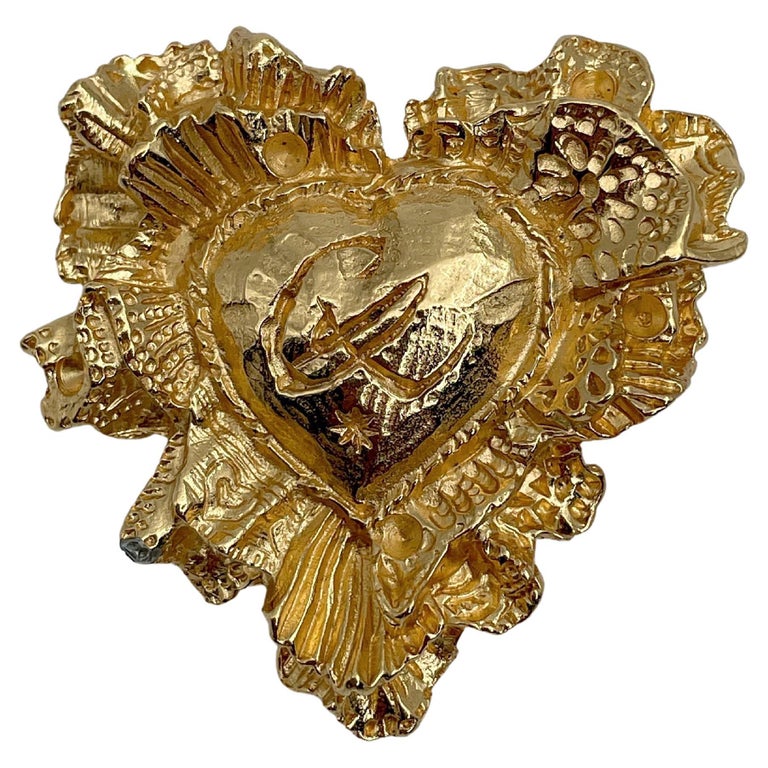 Broche Cœur Argentée Et Dorée Premier Designs - Grande Taille - Occasion
