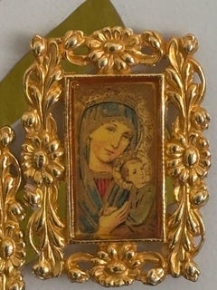 Vintage Christian Lacroix Gold-Tone Madonna and Child Clip-On Earrings