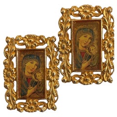 Vintage Christian Lacroix Gold-Tone Madonna and Child Clip-On Earrings