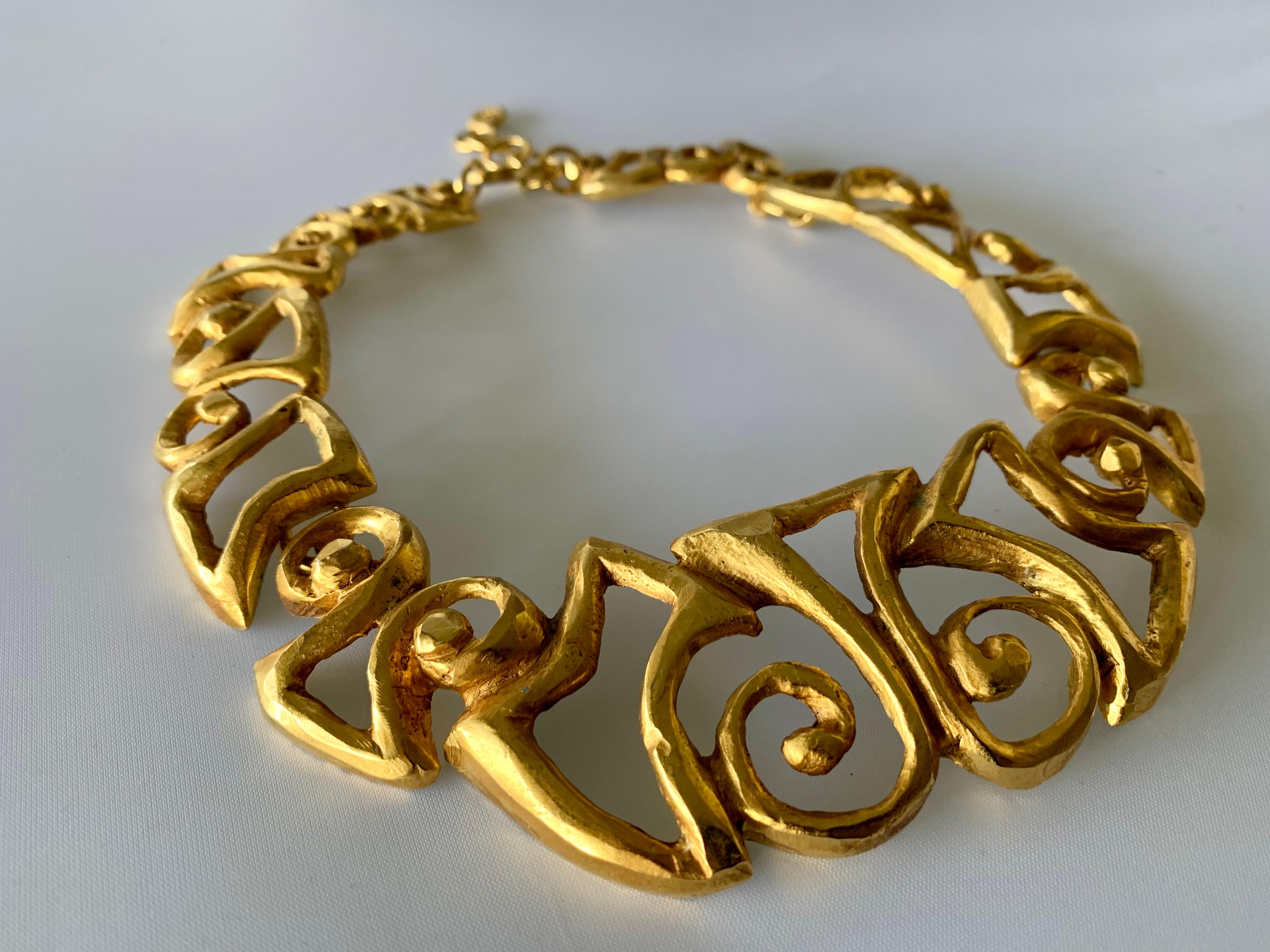 Vintage Christian Lacroix Gold Tribal Statement Necklace  For Sale 1