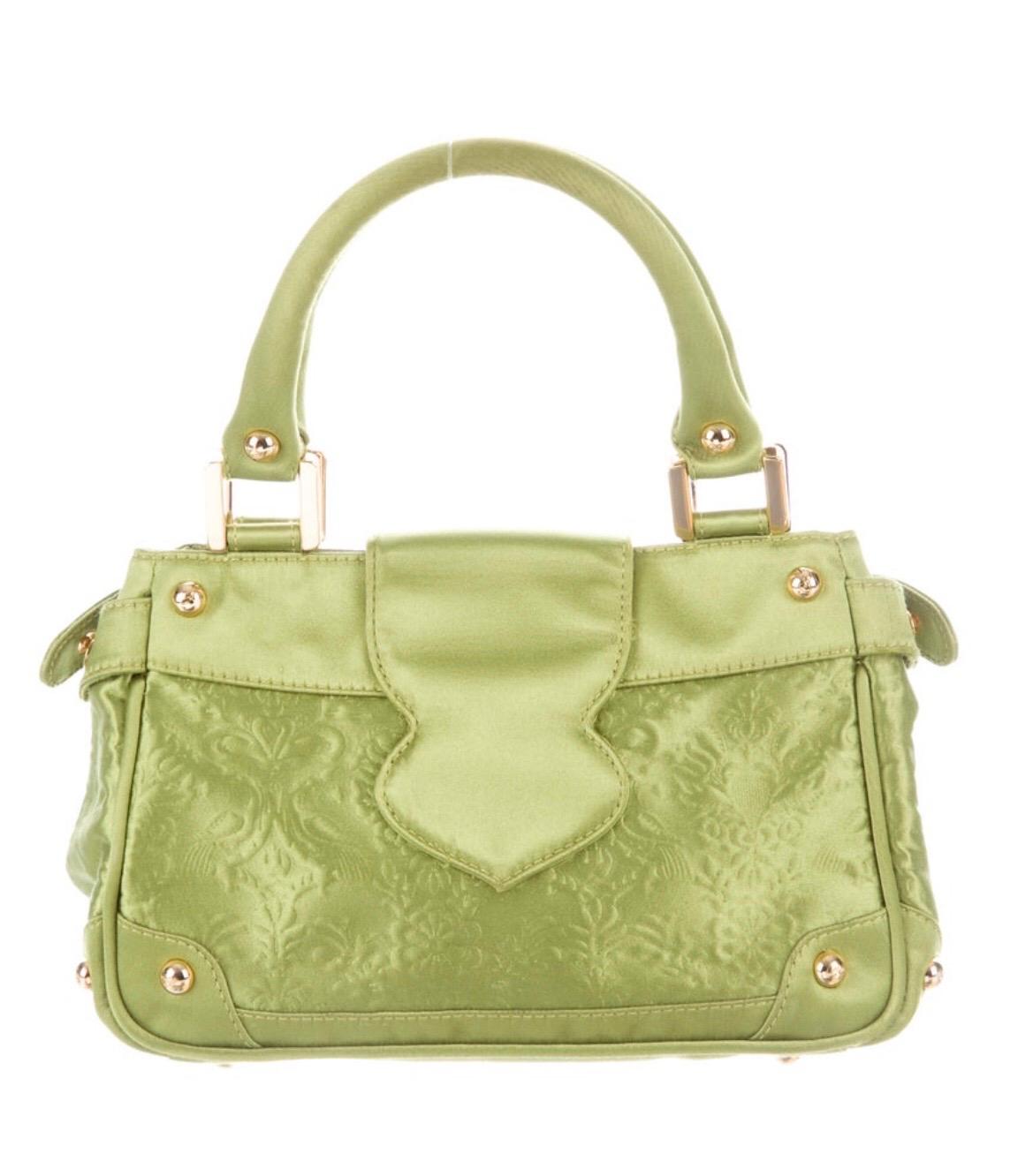 silk handbag green bag