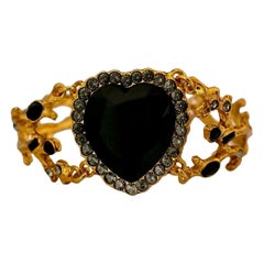 Vintage CHRISTIAN LACROIX Heart Onyx Branch Cuff Bracelet
