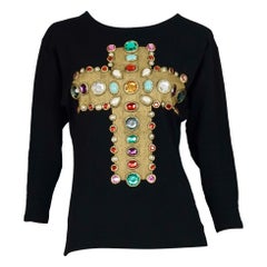 Vintage CHRISTIAN LACROIX Iconic Jewelled Cross Long Sleeves Shirt Top