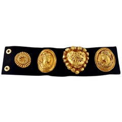 Vintage CHRISTIAN LACROIX Iconic Roman Heart Medallion Velvet Cuff
