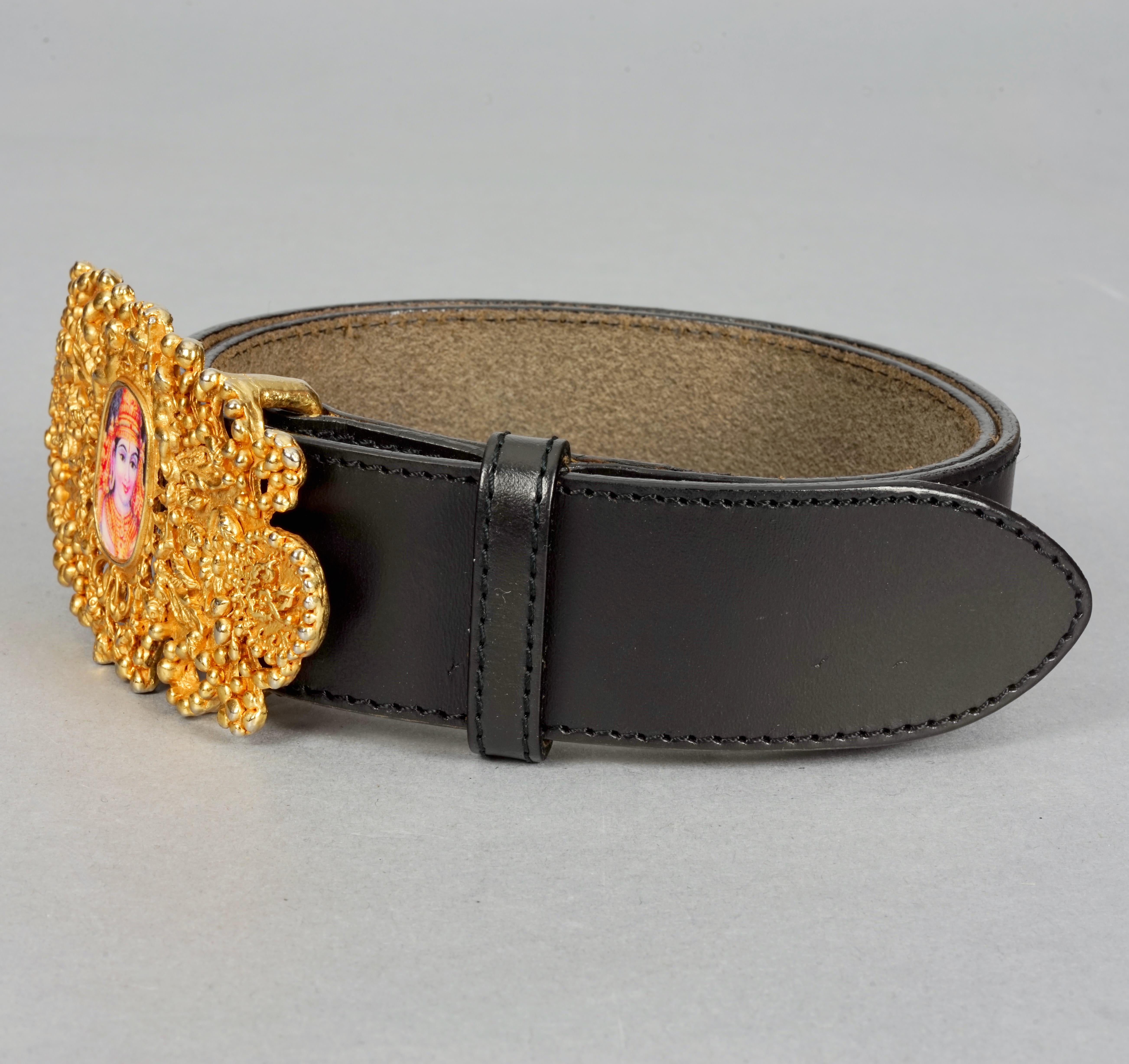 Women's Vintage CHRISTIAN LACROIX Indian Maharani Profile Gilt Frame Buckle Belt For Sale