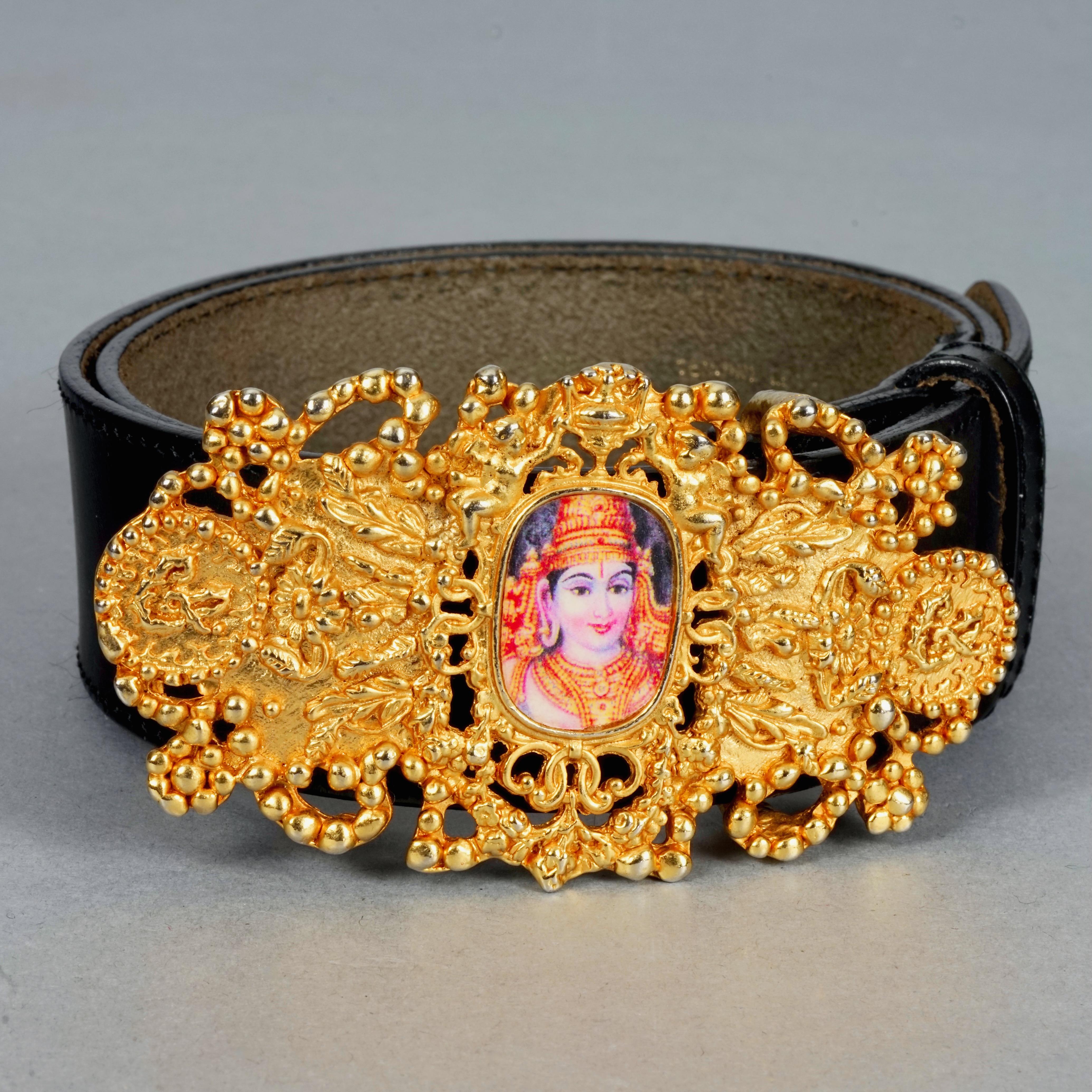 Vintage CHRISTIAN LACROIX Indian Maharani Profile Gilt Frame Buckle Belt For Sale 3