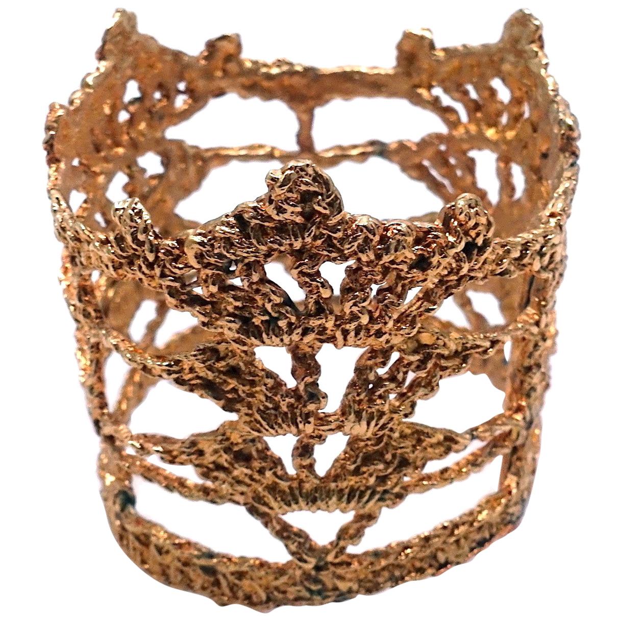 Vintage Christian LaCroix Intricate Openwork Cuff Bracelet For Sale