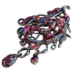 Vintage CHRISTIAN LACROIX Intricate Paisley Rhinestones Rhinestone Brooch