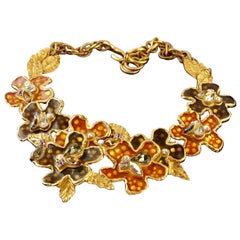 Vintage CHRISTIAN LACROIX Iridescent Flower Rhinestone Enamel Necklace Vintage CHRISTIAN LACROIX Iridescent Flower Rhinestone Enamel Necklace