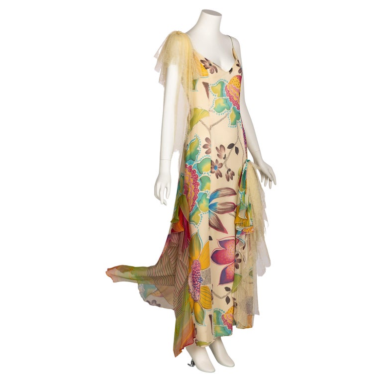 christian lacroix dress Vintage Ivory Silk Vivid Floral Lace Sleeveless Gown at 1stDibs A rare and highly collectible piece of curated luxury vintage fashion from one of the most celebrated houses in French couture history Dress Designed By mr. christian