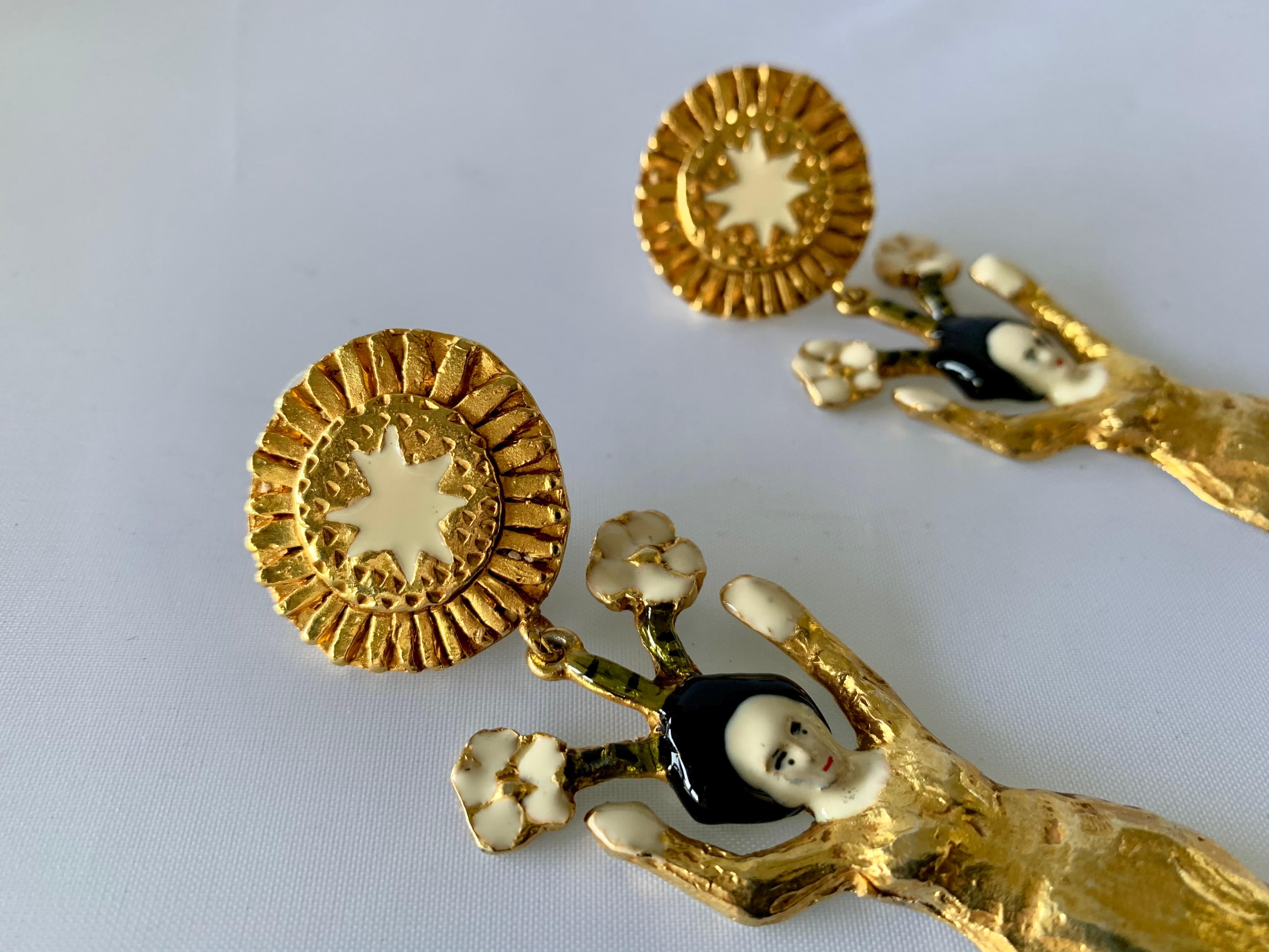 Women's Vintage Christian Lacroix Japanese Geisha Statement Earrings
