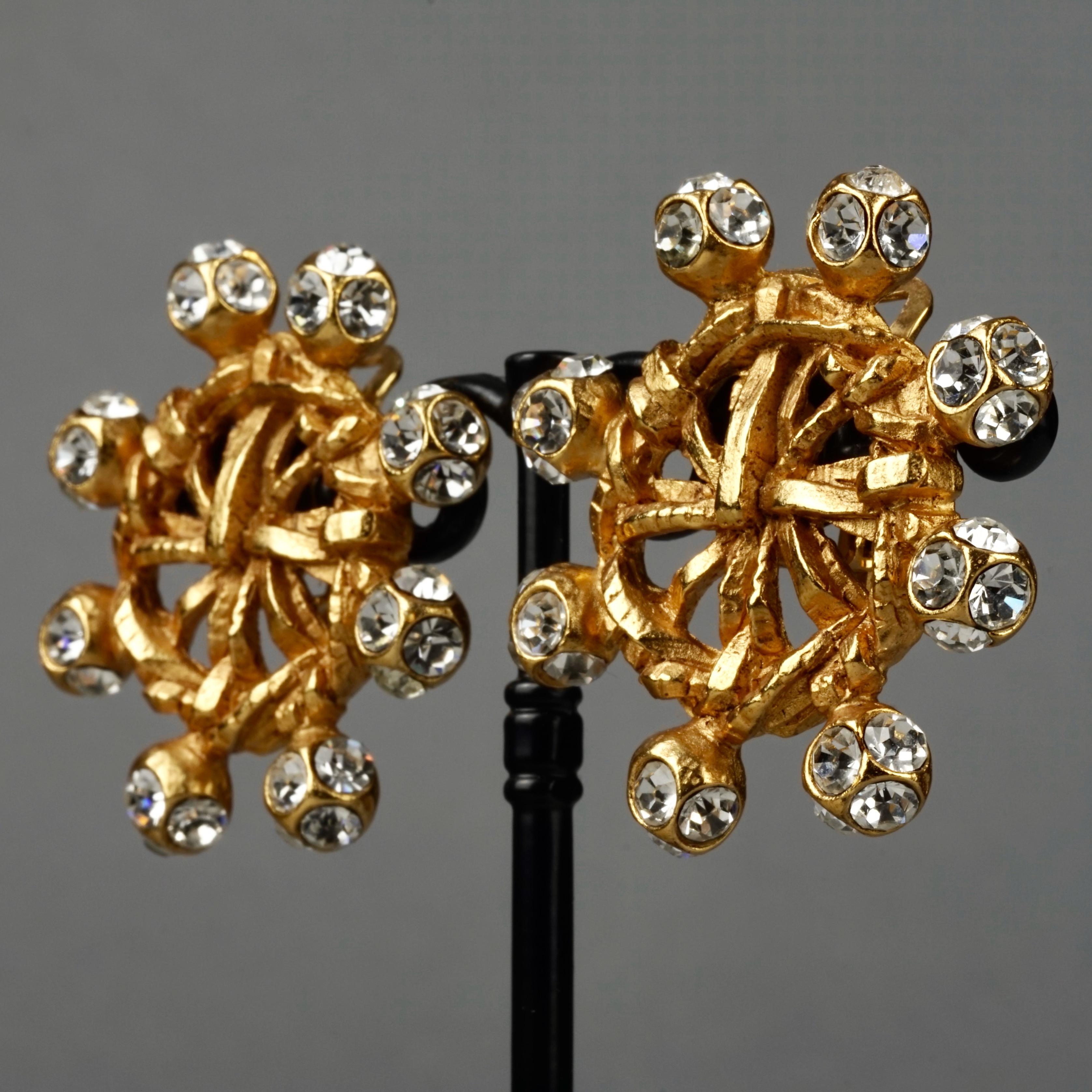 Vintage CHRISTIAN LACROIX Jeweled Nautical Wheel Earrings 1