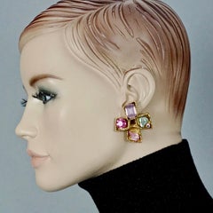 Vintage CHRISTIAN LACROIX Jewelled Cross Earrings