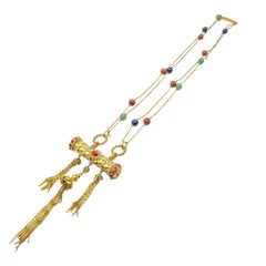 Vintage Christian Lacroix Jewelled Flapper Style Necklace 1980s