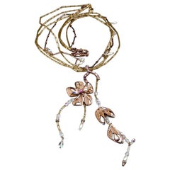 Vintage CHRISTIAN LACROIX Jewelled Flower Enamel Beaded Necklace