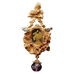 Vintage CHRISTIAN LACROIX Lady Profile Cameo Pendant Necklace