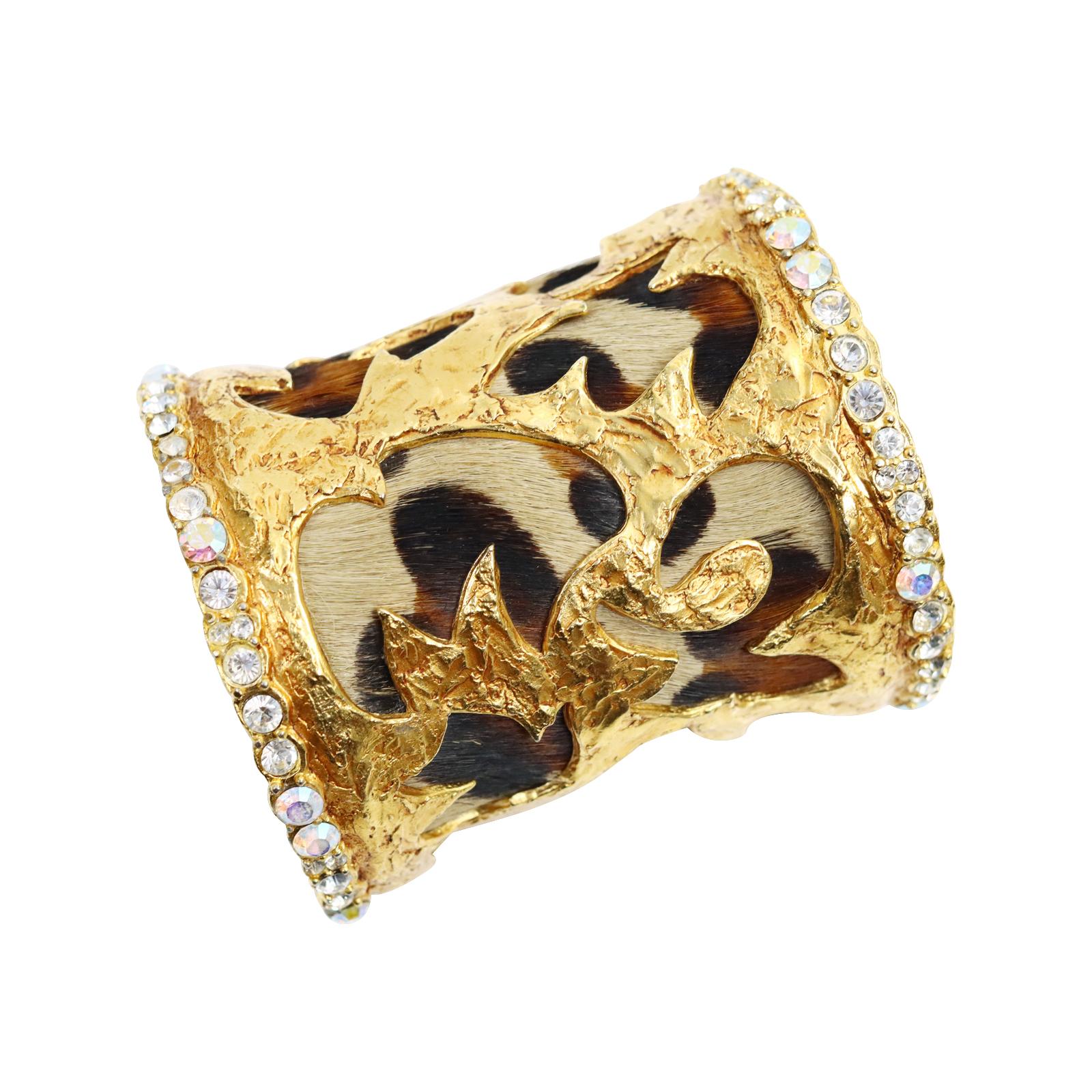 Vintage Christian Lacroix Manschette aus Leoparden- und Kristall, Vintage, ca. 1990er Jahre im Angebot 3