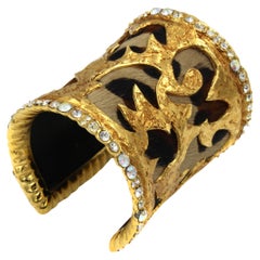 Vintage Christian Lacroix Leopard and Crystal Cuff Circa 1990s