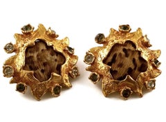 Vintage CHRISTIAN LACROIX Leopard Pony Hair Baroque Earrings