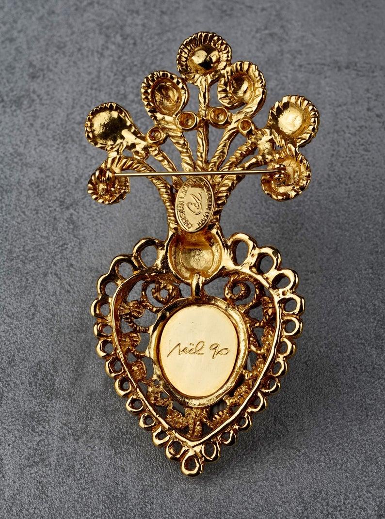 Vintage CHRISTIAN LACROIX Limited Edition NOEL 1990 Baroque Jewelled Heart Brooc 5