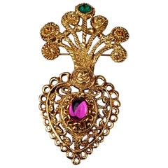 Vintage CHRISTIAN LACROIX Limited Edition NOEL 1990 Baroque Jewelled Heart Brooc