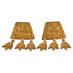 Vintage CHRISTIAN LACROIX Logo Arabesque Charm Dangling Earrings