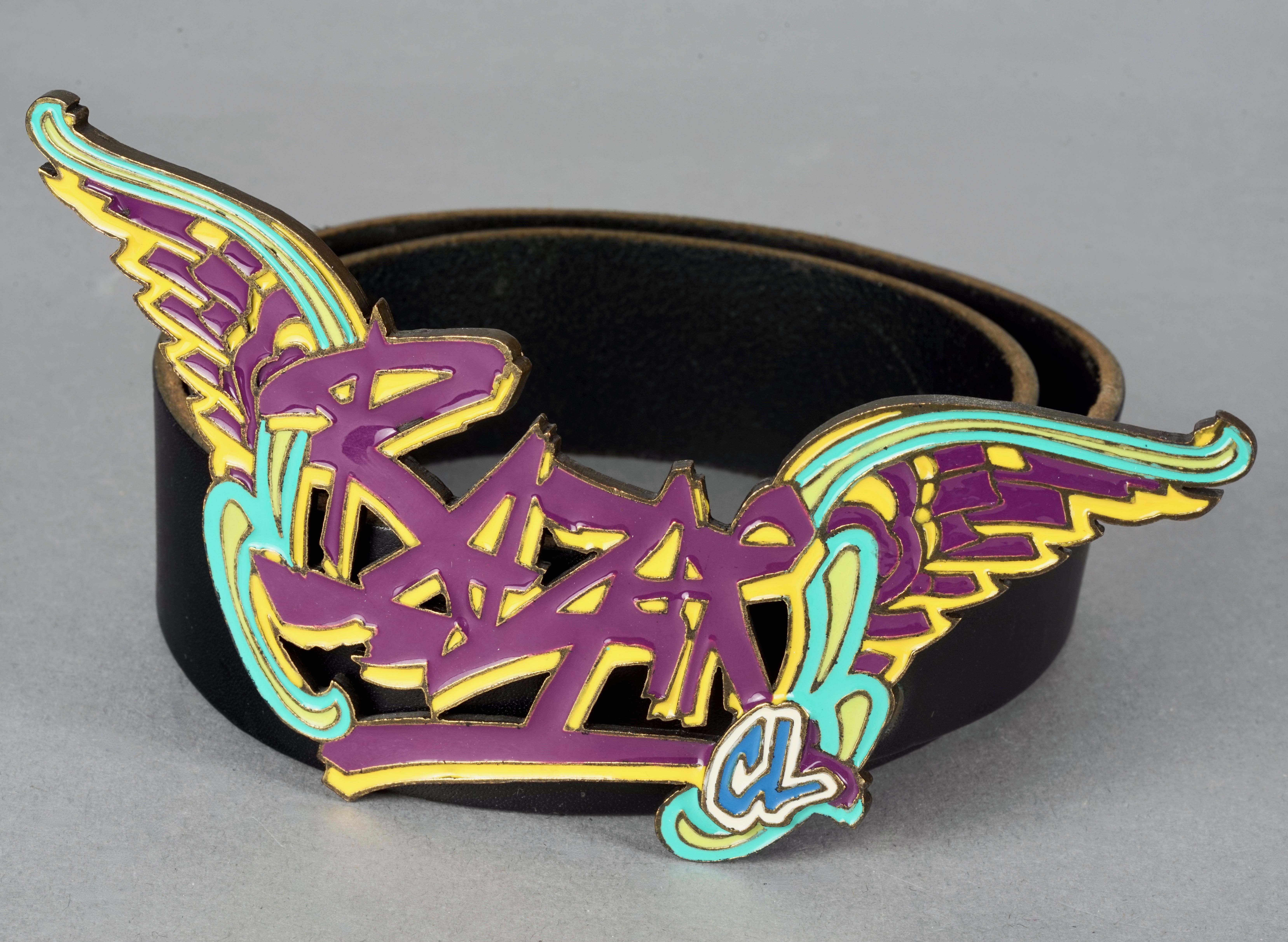 Women's Vintage CHRISTIAN LACROIX Logo BAZAR Winged Enamel Belt For Sale