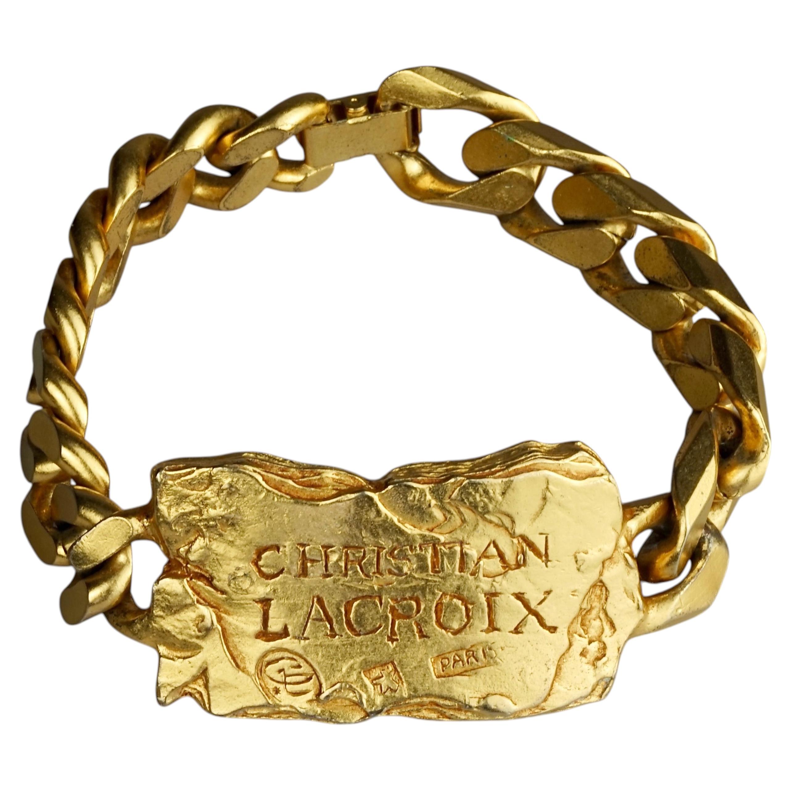 CHRISTIAN LACROIX Vintage Jewelled ID Tag Bracelet at 1stDibs