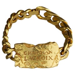 Vintage CHRISTIAN LACROIX Logo Chunky Kandare Kette Rihanna ID-Armband