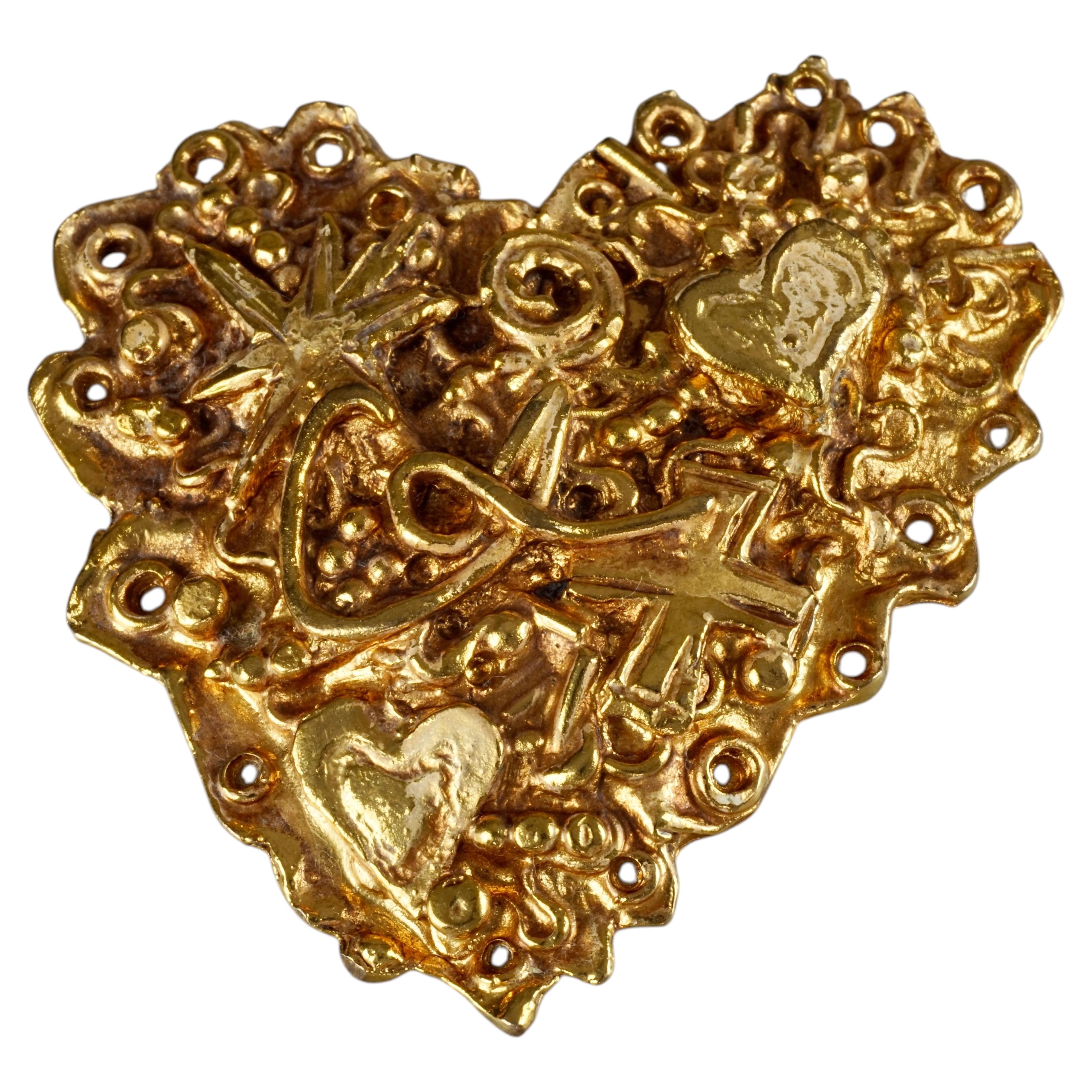 Vintage CHRISTIAN LACROIX Logo Emblematic Heart Brooch