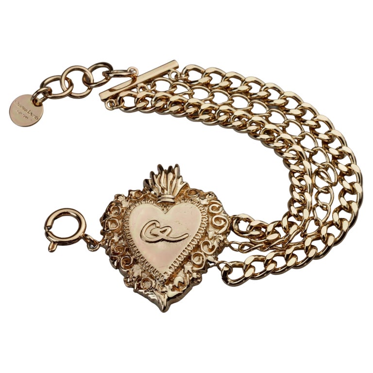 Luxury Double Chain Heart Lock Monogram Chain Bracelet