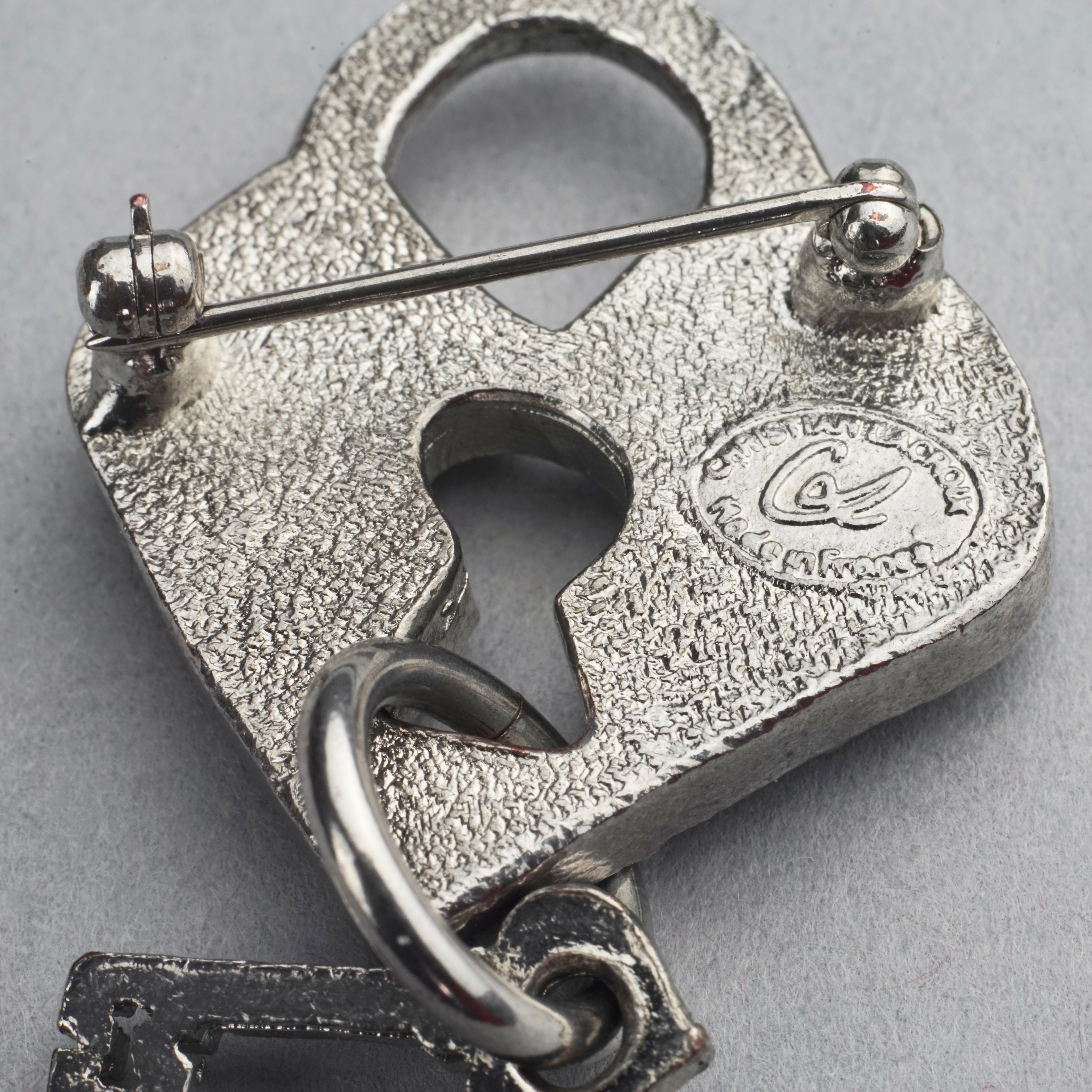 Vintage CHRISTIAN LACROIX Logo Heart Pad Lock Key Brooch 6