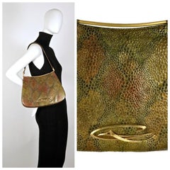 Vintage CHRISTIAN LACROIX Logo Metallic Snake Pattern Shoulder Bag