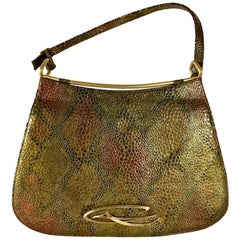Vintage CHRISTIAN LACROIX Logo Metallic Snake Pattern Shoulder Bag