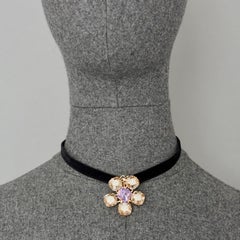 Vintage CHRISTIAN LACROIX Logo Rhinestone Flower Earrings