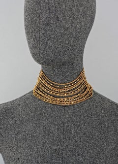 Vintage CHRISTIAN LACROIX Masai Multi Strand Chain Choker Necklace