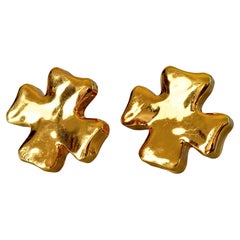 Vintage CHRISTIAN LACROIX Massive Cross Gold Earrings
